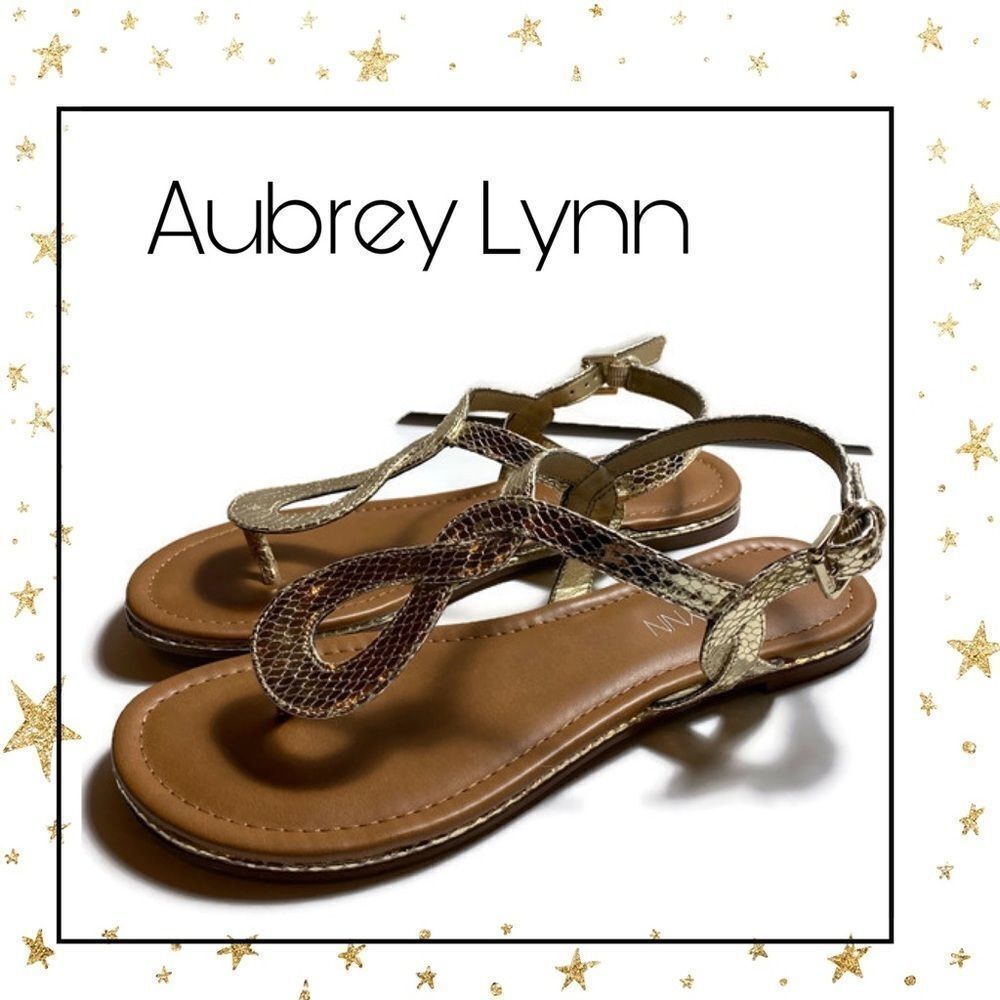 Aubrey Lynn Women's Gold Thong Sandals 8.5